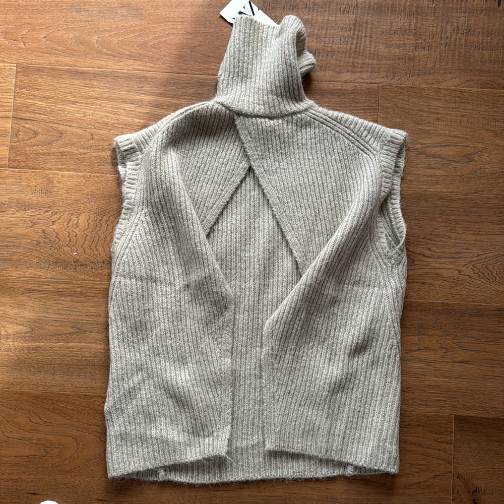 NWT ZARA OPEN SWEATER VEST SIZE L - Picture 3 of 4